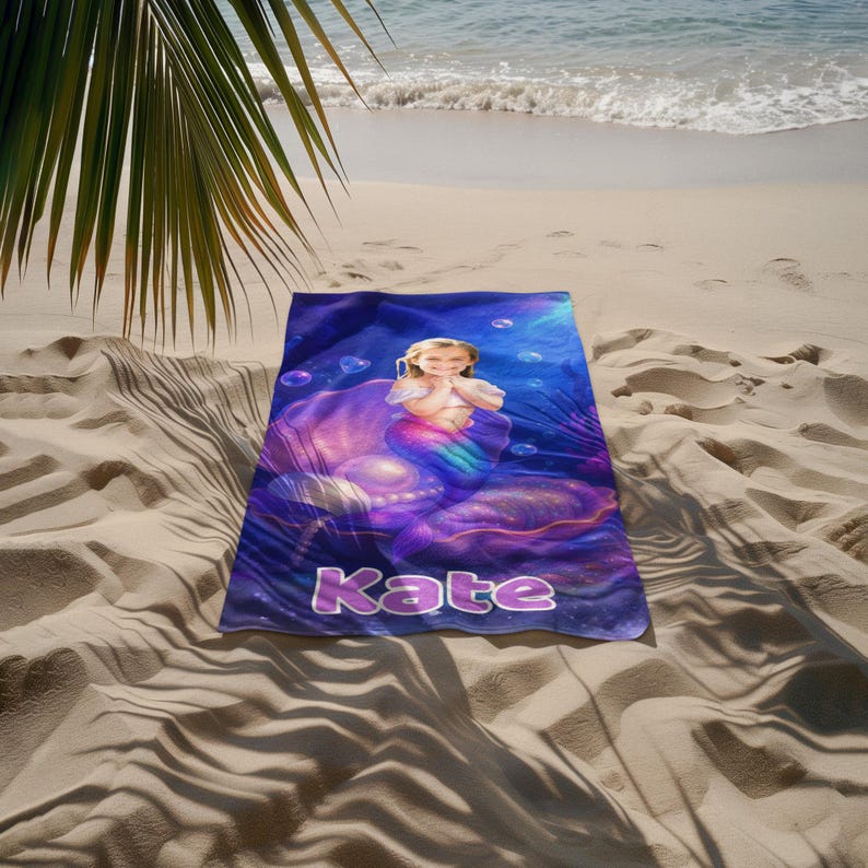 Mermaid towel on the beach