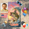 Personalized fishing beach towel with bass fish