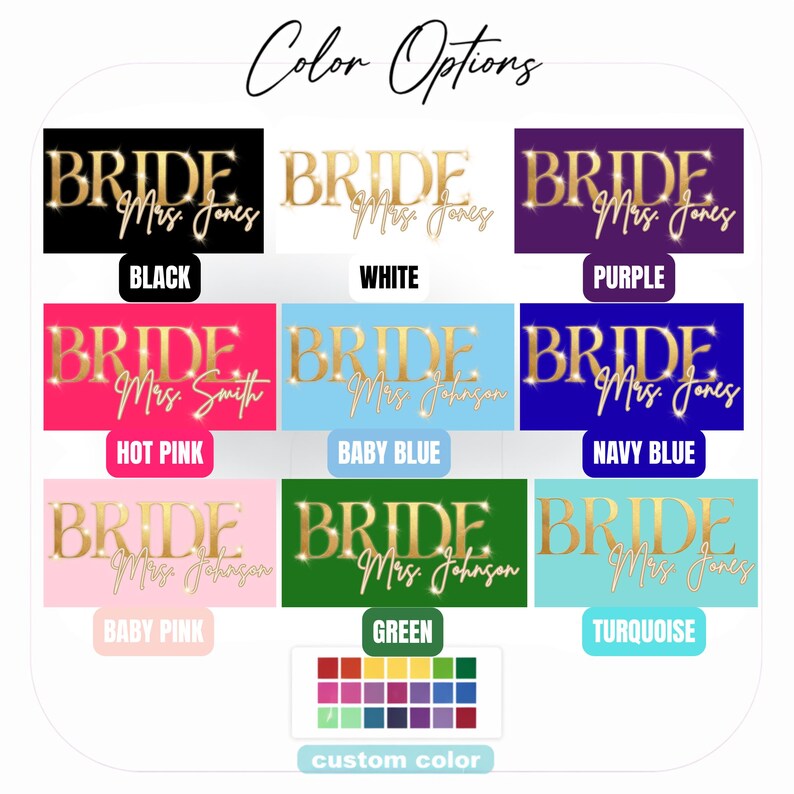 Bride towel color options