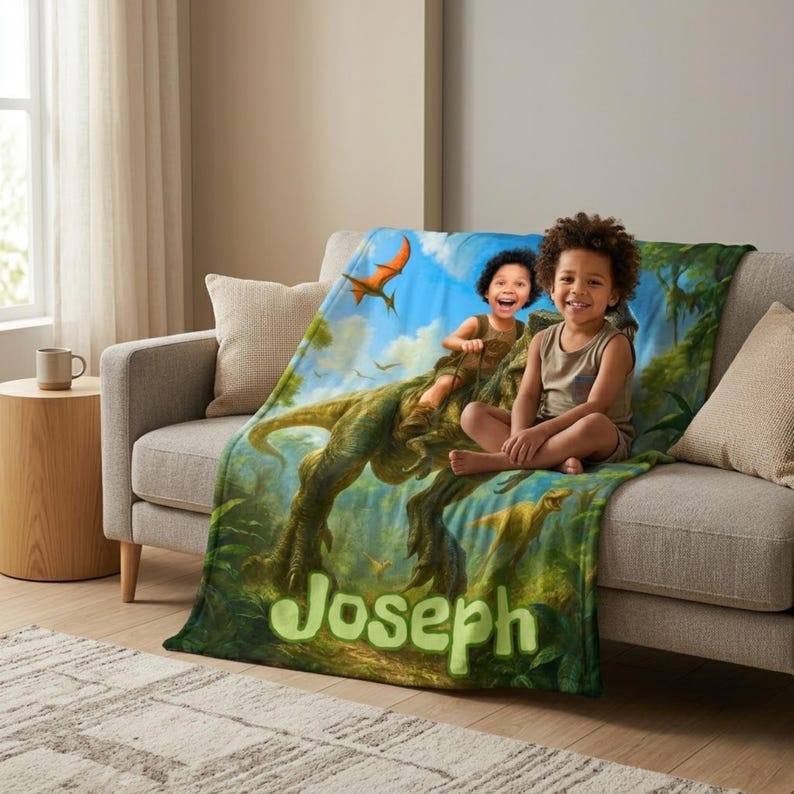 Personalized Dinosaur Blanket sizes