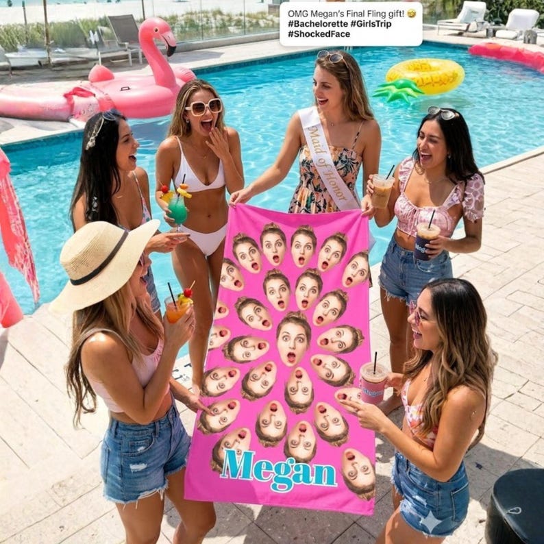 Personalized funny face beach towel