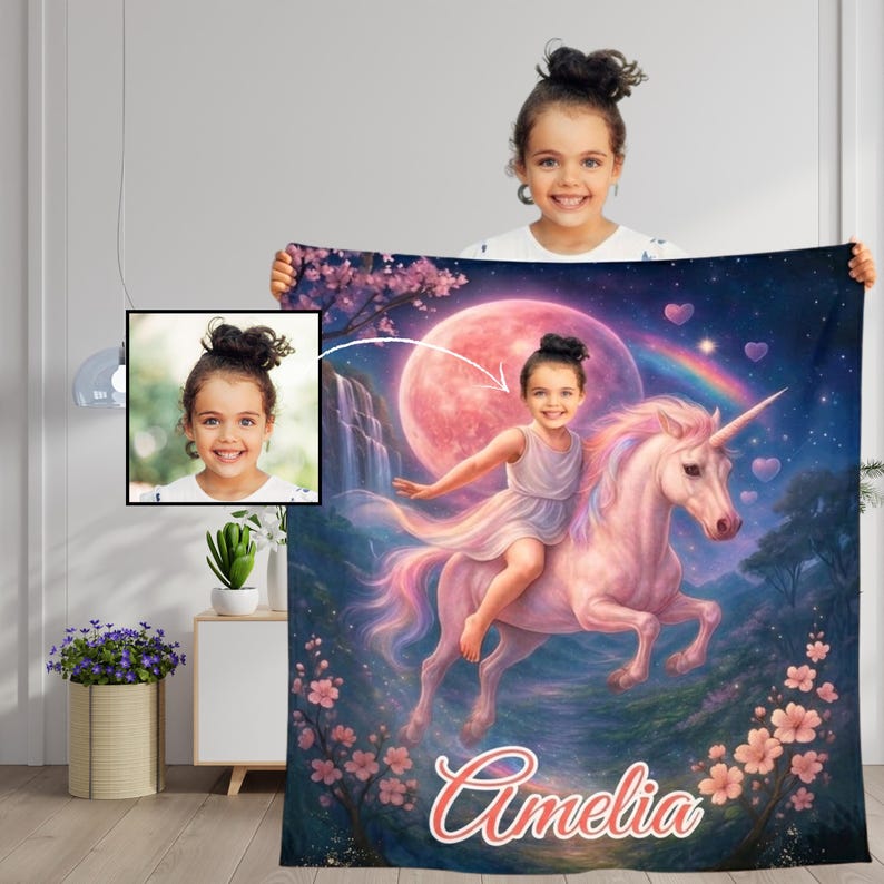 Personalized Unicorn Princess Blanket detail