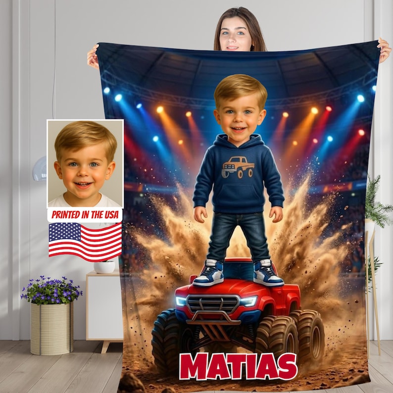 Personalized Monster Truck Blanket