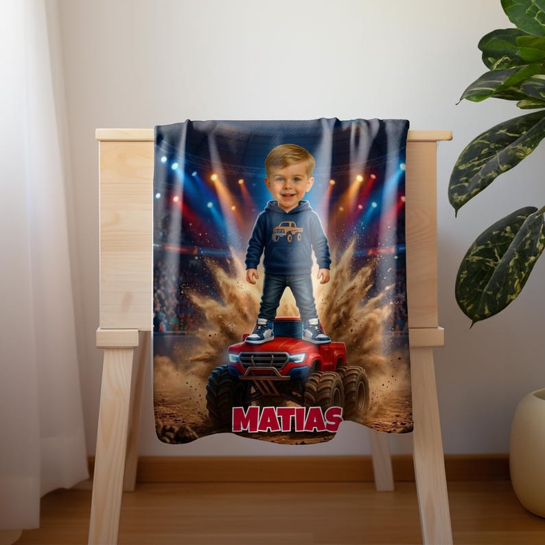 Personalized Monster Truck Blanket sizes