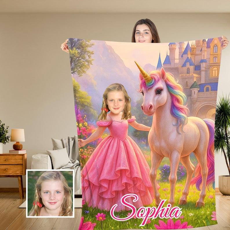 Personalized Princess Unicorn Blanket