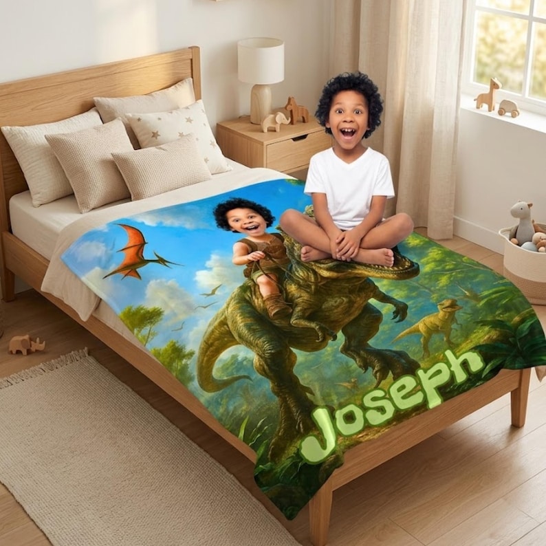 Personalized Dinosaur Blanket fabric