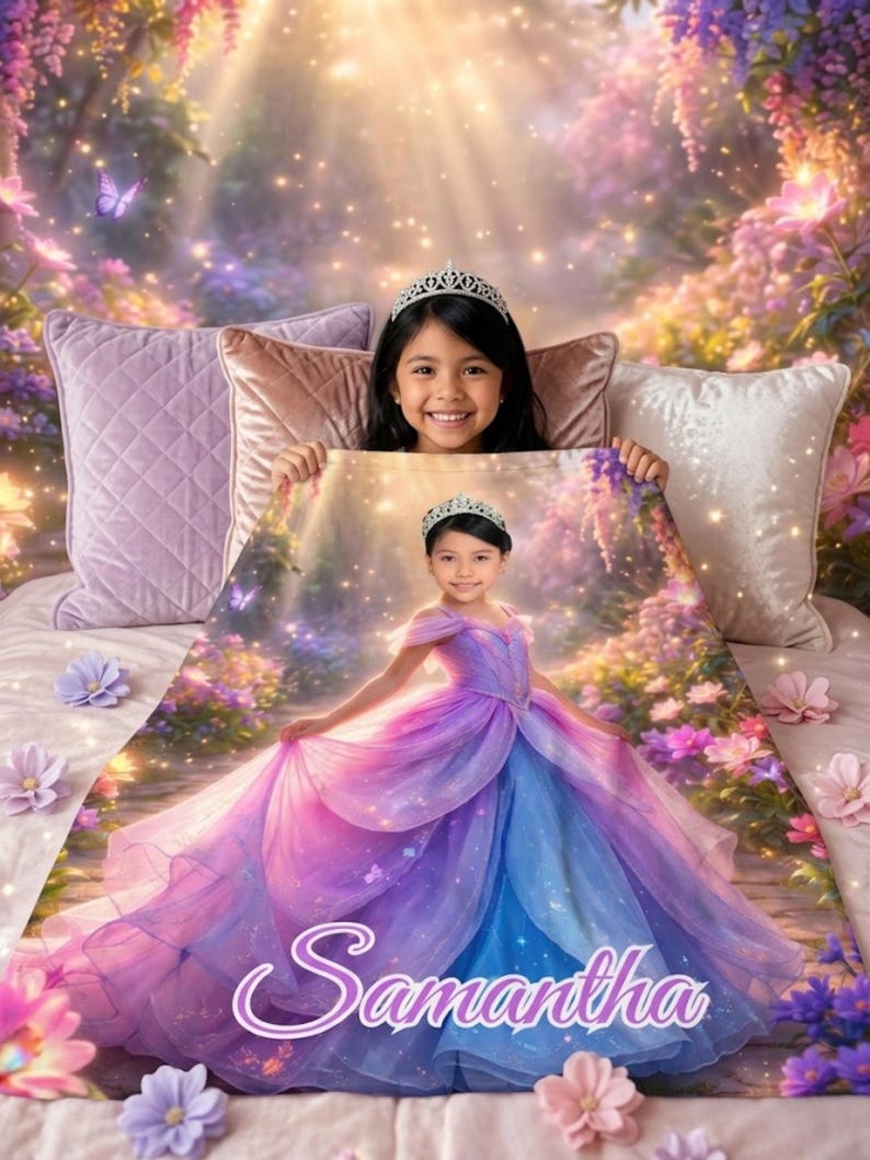 Child using princess blanket