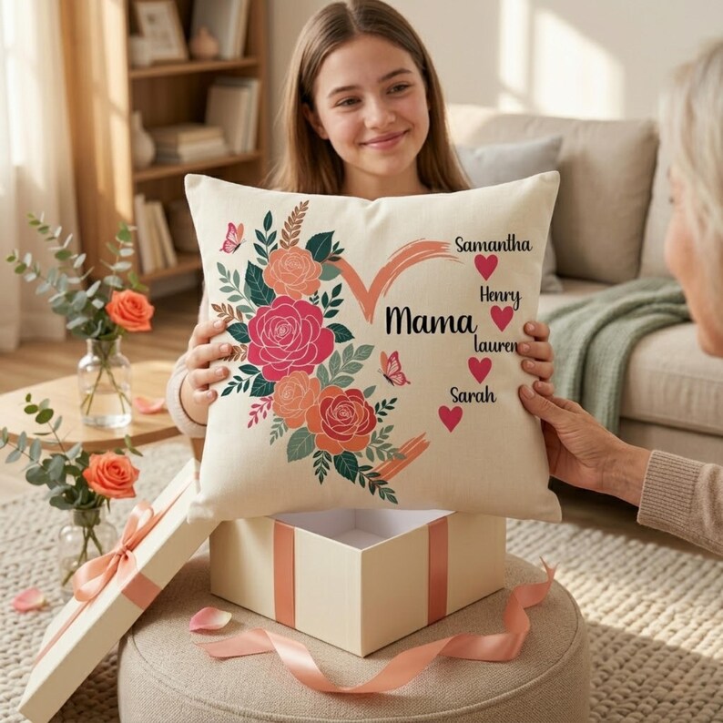 Mama pillow fabric close-up
