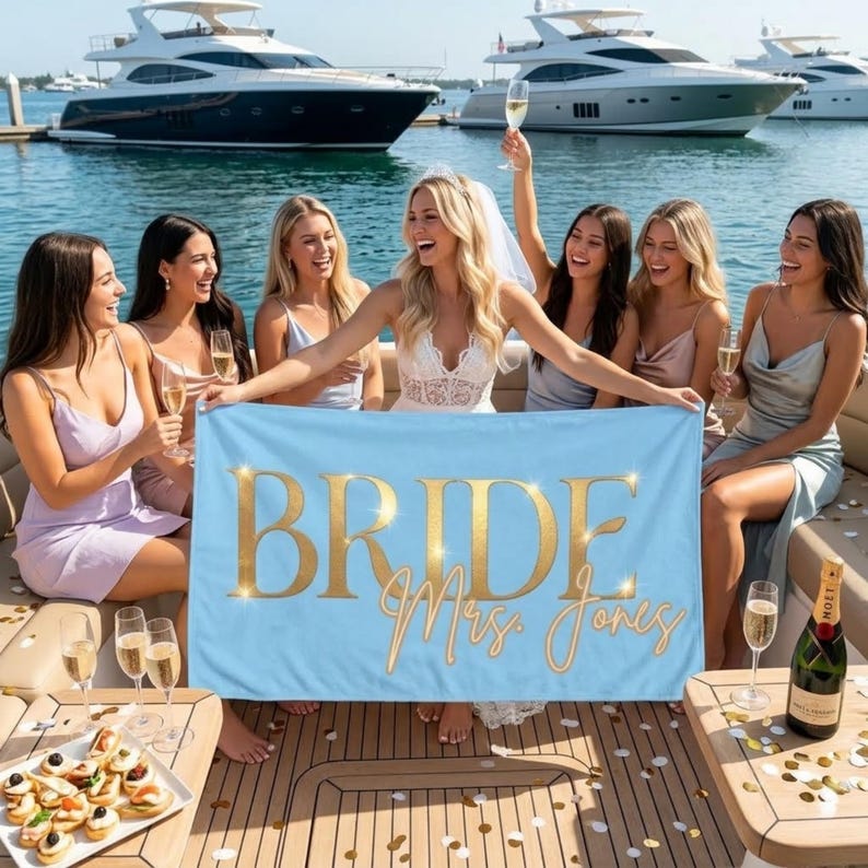 Personalized bride beach towel