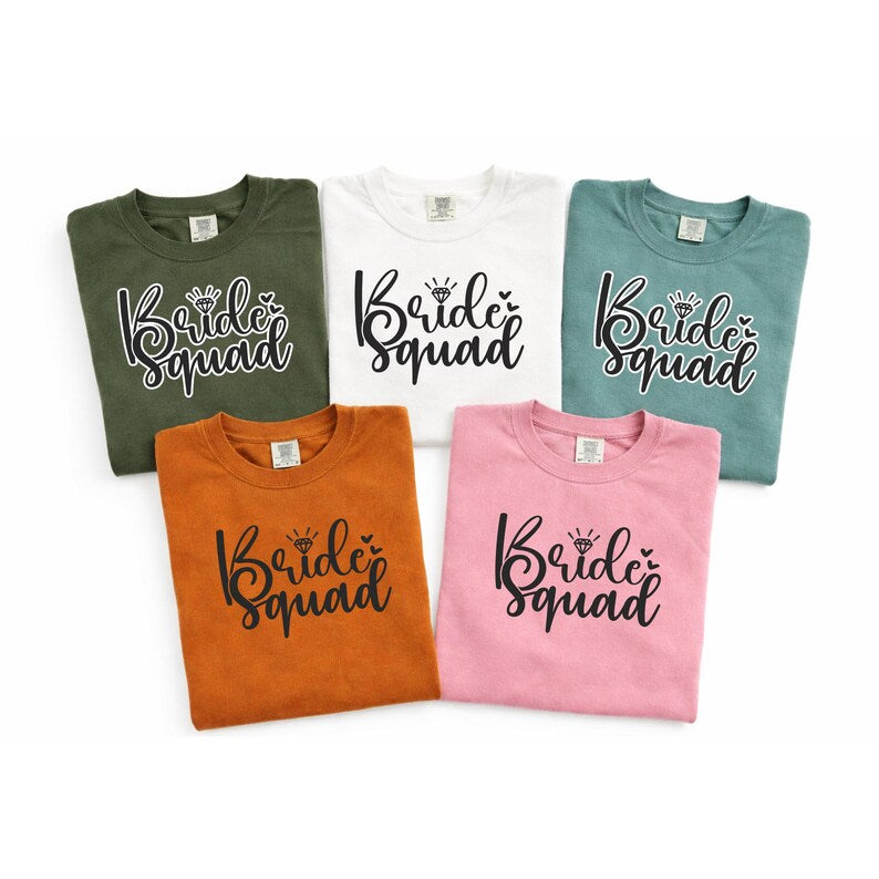 Matching group shirts on models