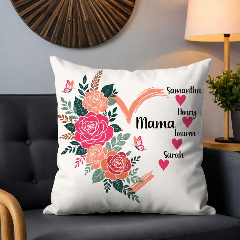 Personalized mama pillow with kids names
