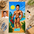 Personalized muscle beach towel with custom face