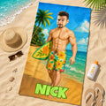 Custom surfer dude beach towel with custom face