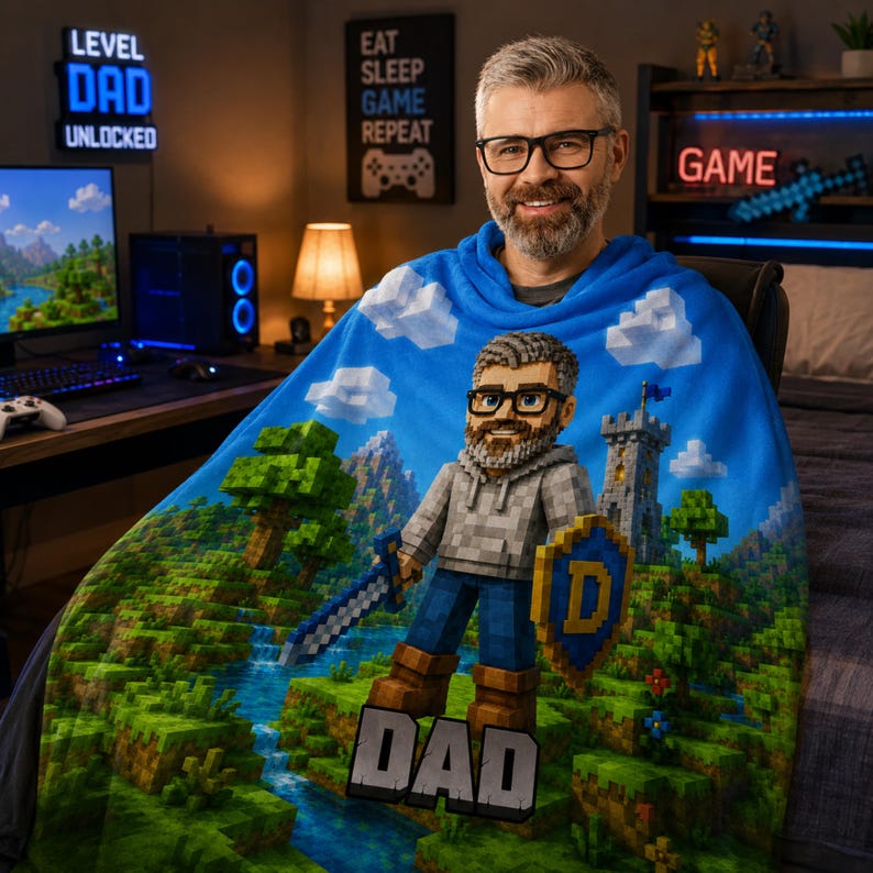 Gamer dad blanket digital download example