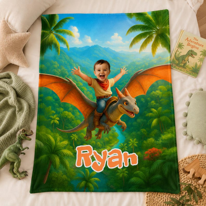 Personalized Dinosaur Blanket nursery