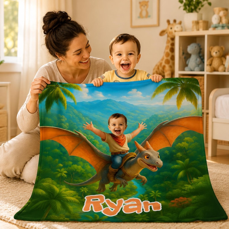 Personalized Dinosaur Blanket sizes