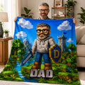 Custom gamer dad blanket with pixel design