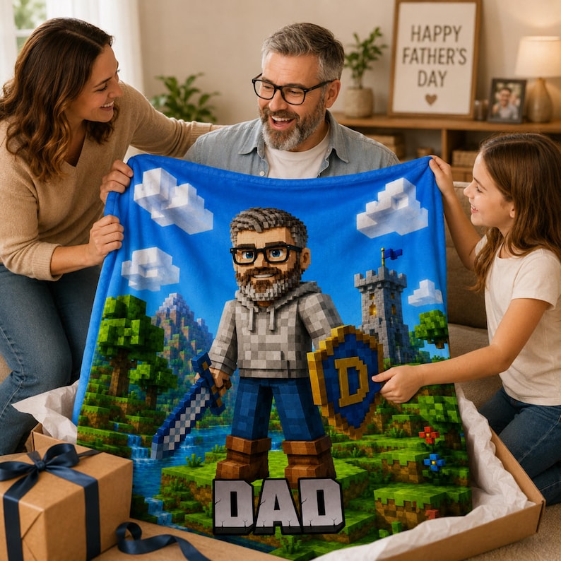 Gamer dad blanket fabric close-up