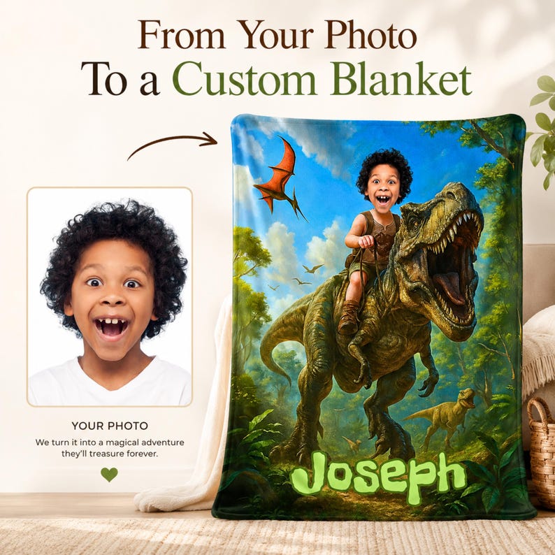 Personalized Dinosaur Blanket detail