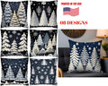 Scandinavian Winter Forest Pillow Cover with Nordic Christmas trees