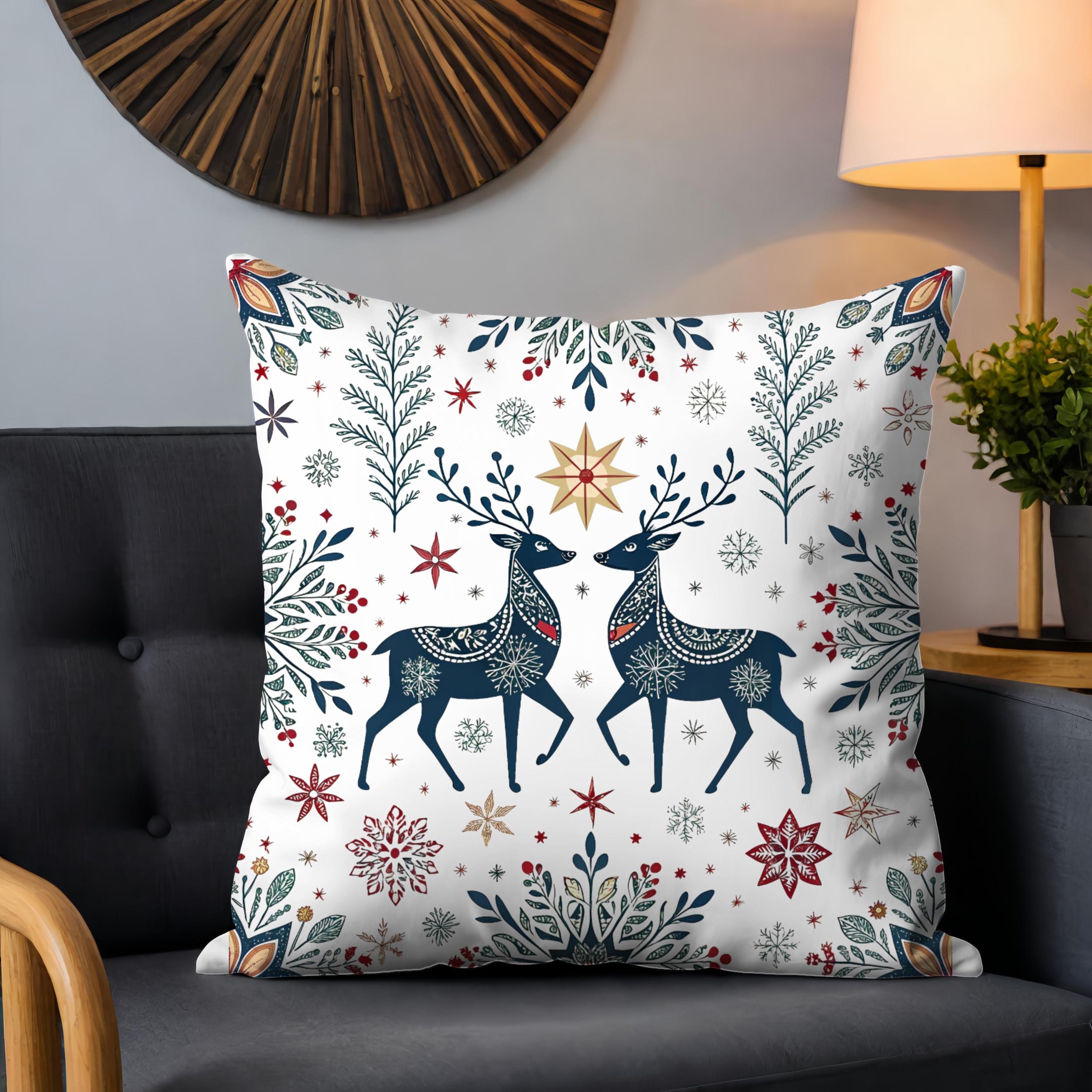 Scandinavian Christmas Cushion Cover with Nordic Reindeer