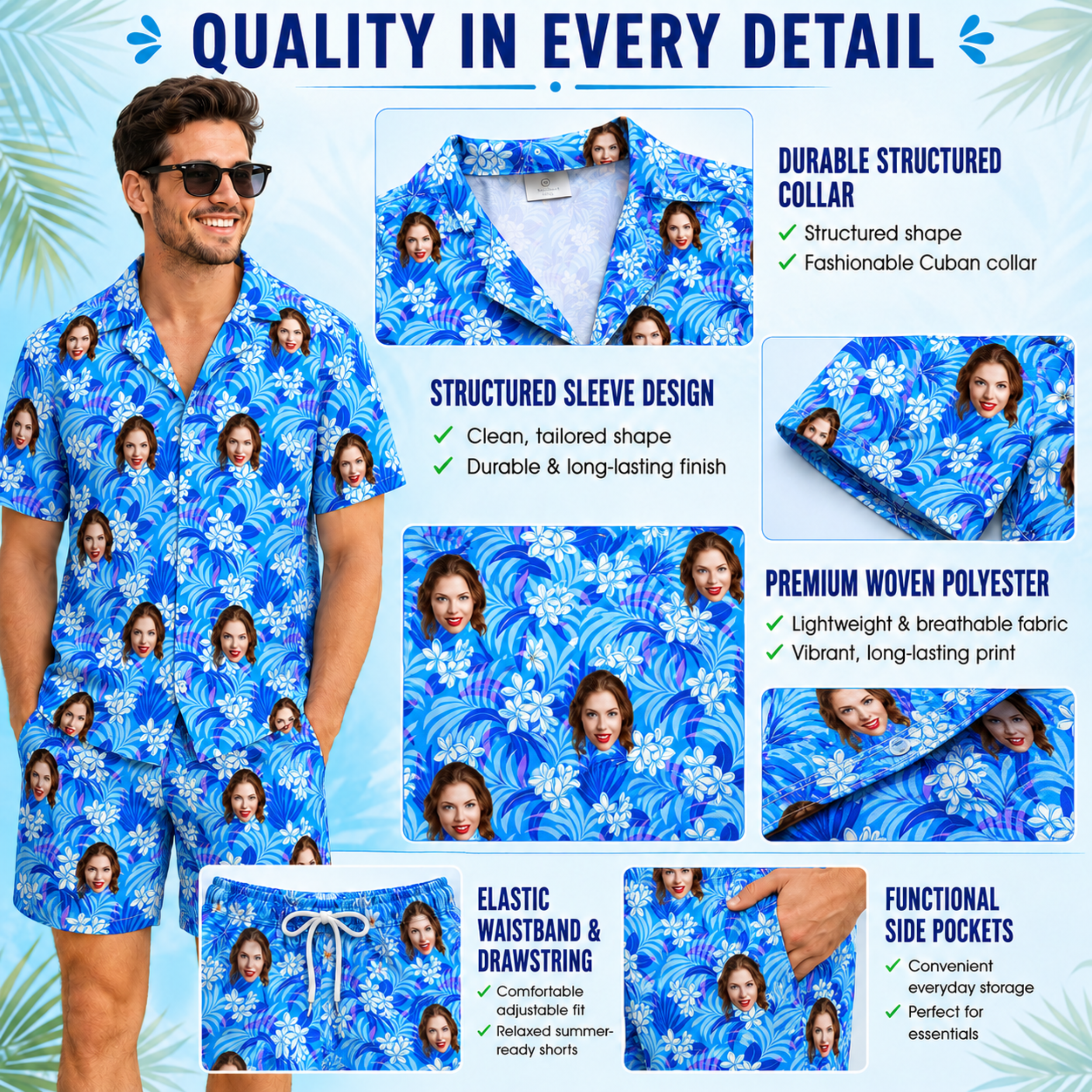Custom Face Hawaiian Shirt, Personalized Photo Aloha Shirt for Men Women Kids, Tropical Vacation Shirt, Dad Father’s Day Gift. (Copy)